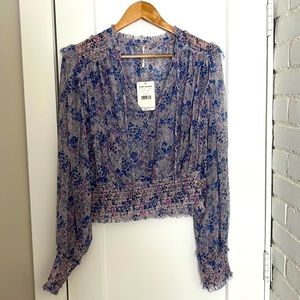 Free People Purple Flower Blouse XL